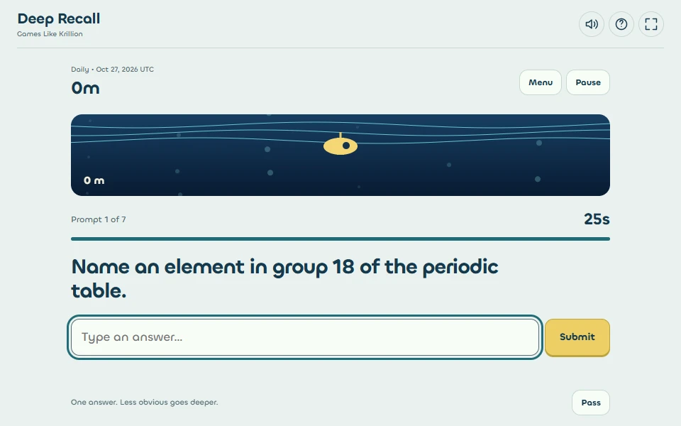 Deep Recall, our independent site edition inspired by Krillion