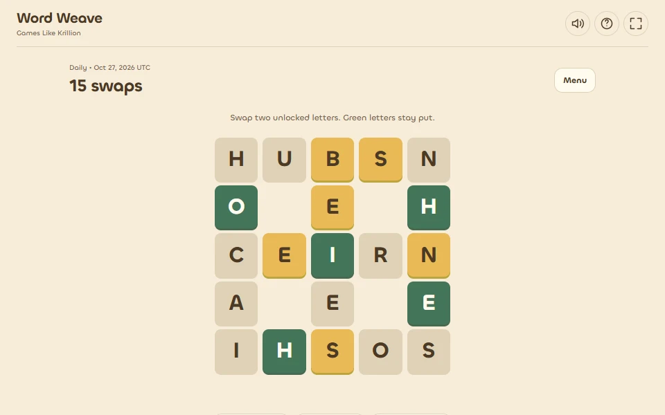Word Weave, our independent site edition inspired by Waffle
