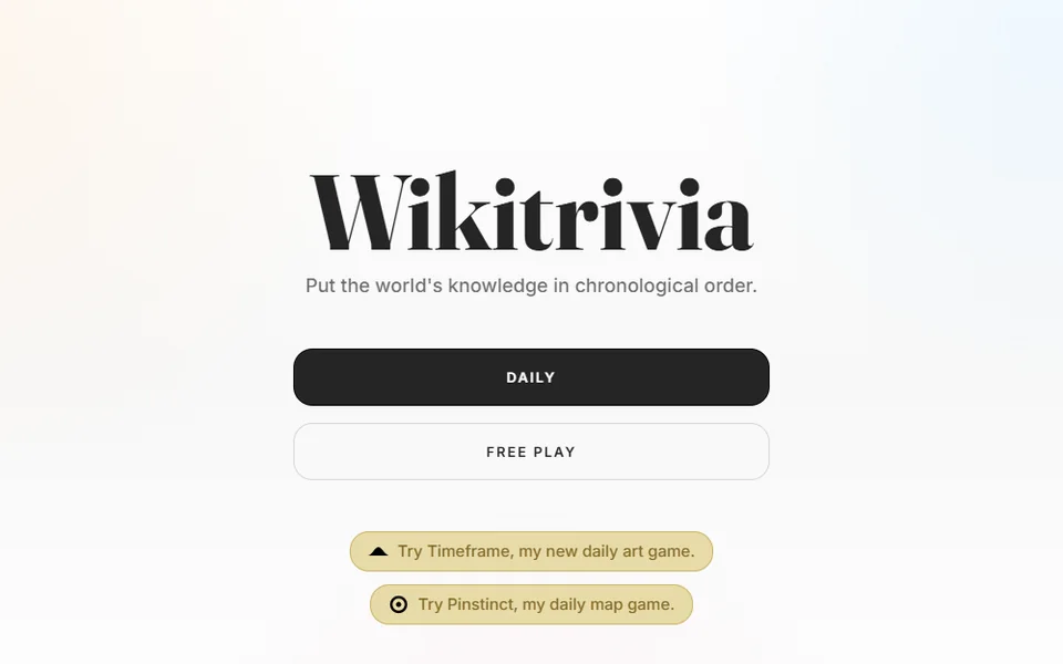 Wikitrivia game screenshot